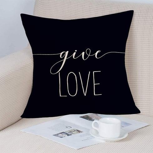 Simple Quote Black Pillow Covers 18x18 Inch Set of 4 Live Simply, Work Hard, Give Love, Dream Big Cotton Linen Cushion Cover for Home Sofa Chair D...