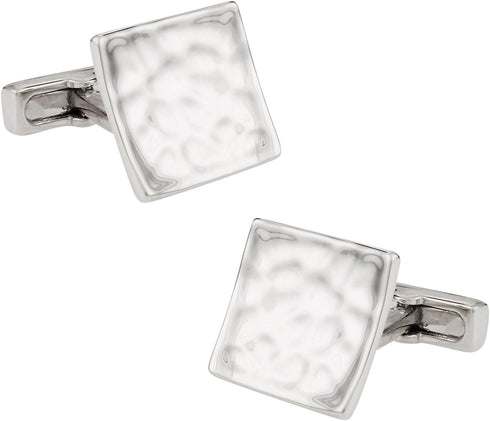 Hammered Silver Designer Cufflinks with Presentation Gift Box | Rustic Cuff Links Shiny Hammered Effect with Travel Box Perfect Unisex Gift...