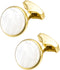 Silver / 14K Gold Plated Natural Mother of Pearl Cufflinks for Men Women Classic Round Men's Cufflinks Jewelry for Wedding Party Anniversary Busin...