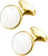 Silver / 14K Gold Plated Natural Mother of Pearl Cufflinks for Men Women Classic Round Men's Cufflinks Jewelry for Wedding Party Anniversary Busin...