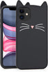 Cute Black Whisker Cat iPhone 11 Case, Kitty Cat 3D Funny Cartoon Animals Soft Silicone Full Protection Shockproof Cases Cover Skin for Kids Girls...