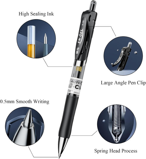 M&G Gel Pens, 0.5mm Black Gel Pens Medium Point, 30 PCS Retractable Gel Ink Rollerball Pens, Gel Ink Pens with Premium Ink & Comfort Grip for Smoo...