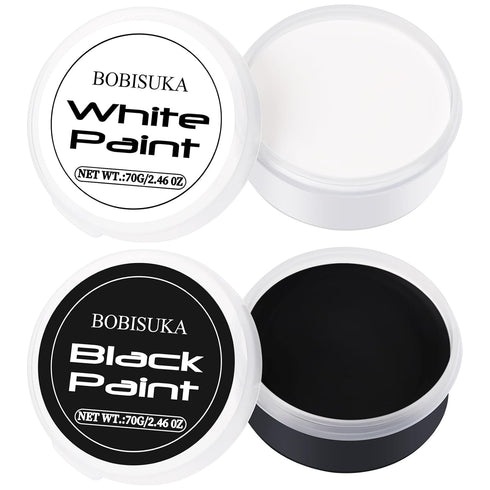 BOBISUKA Halloween Black and White Face Body Paint Oil Based Face Painting Kit for Adult Non Toxic Large Capacity Facepaint for Cosplay Clown Skel...