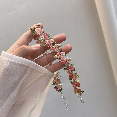 Boho Flower Lace Choker Necklace Pink Rose Choker Chain Vintage Floral Choker Collar Jewelry for Women Teen Girls...