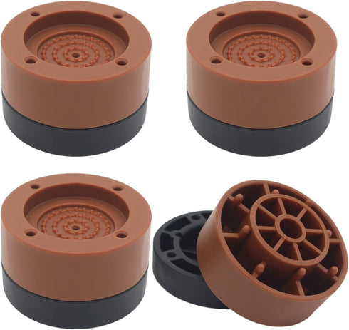 4 Sets Round Furniture Bed Risers (Brown) Adjustable Bed Lifts Risers 1 inch for Bed Frame, Chair Risers, Sofa, Home Heavy Duty Table Couch Legs F...