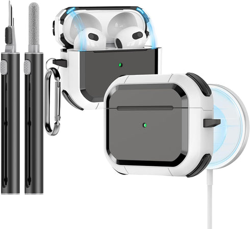 AirPods 3 Case Cover (2021) with Cleaner kit,AirPods 3rd Generation Charging Case with Magnetic Lid,Compatible with MagSafe,Powerful Drop Protecti...