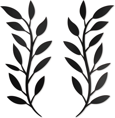 Vivegate Scroll Olive Branch Leaf Metal Wall Decor - 16"X16" 2 Black Wrought Iron Scroll Vine Art Metal Wall Farmhouse Signs For Hanging Above Doo...