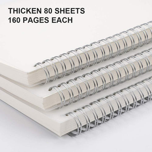 RETTACY Blank Journal Notebook 3-Pack - A5 Blank Spiral Notebook with 160 Pages per Pack, 100 GSM Premium Acid-Free Paper, Sketch Book for Drawing...
