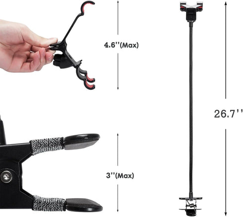 ZTON Metal-Enhanced Cell Phone Holder, Mobile Phone Stand, Lazy Bracket, Flexible Long Arms Clip Mount for iPhone, LG, etc.in Office Bedroom Deskt...