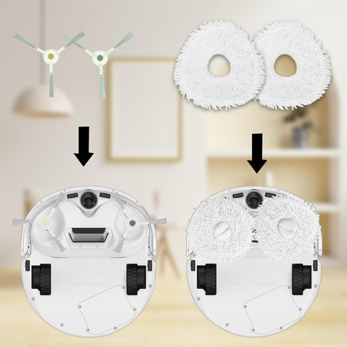 Replacement Parts Accessories for Robot Sweeping Narwal T10 Vacuum Cleaner, 4 Mop Cloth 2 filters 4 side brush Parts...