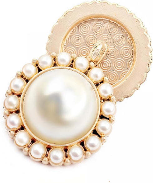 1" Artificial Pearl Golden Alloy Shank Buttons for Coat Sewing 25 PCS...