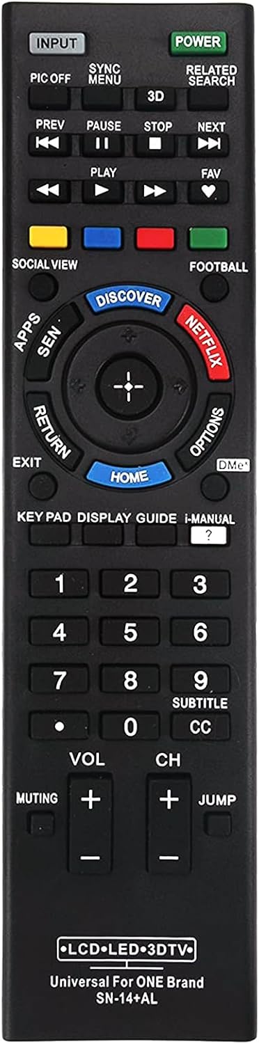Universal Remote Replacement fit for Almost All Sony TV LCD LED 3D HDTV Smart Bravia TV...