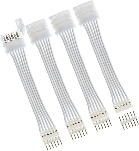 Litcessory 6-Pin to Cut-End Extension Connector Compatible with Nanoleaf Essentials Lightstrips (2in, 4 Pack, White)...