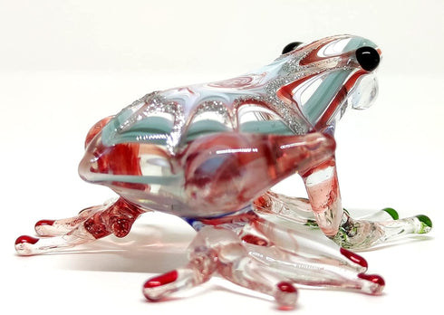 Frog Miniature Figurines Animals Hand Blown Color Glass Art Collectible Gift Decorate 3" (Red Green)...