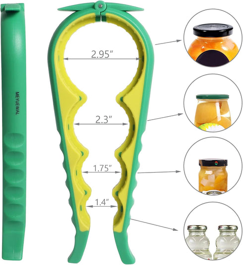 Jar Opener Bottle Opener for Weak Hands, 5-in-1 Multi-Functional Can Opener Bottle Opener Kit with Silicone Handle, Easy to Use for Children, Elde...