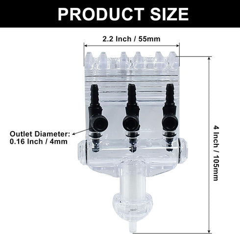 2-Way Aquarium Air Check Flow Control Switch Gang Valve, Aquarium Accessories for Splitter, Tank, Pump(Clear, Black)...