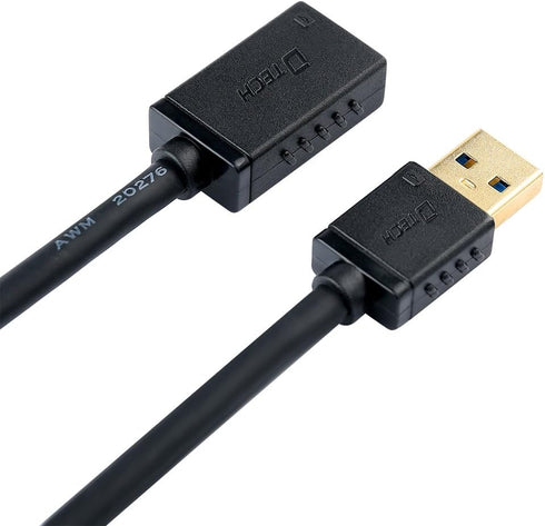 DTECH USB 3.0 Extension Cable 10ft Type A Male to Female Adapter with Gold Plated Connector (Black, 10 Feet)...
