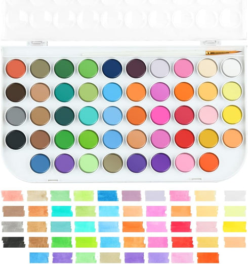 Transon 48 Colors Watercolor Paint Set with 4pcs Paint Brushes for Adults, Students, Beginners and Artists...