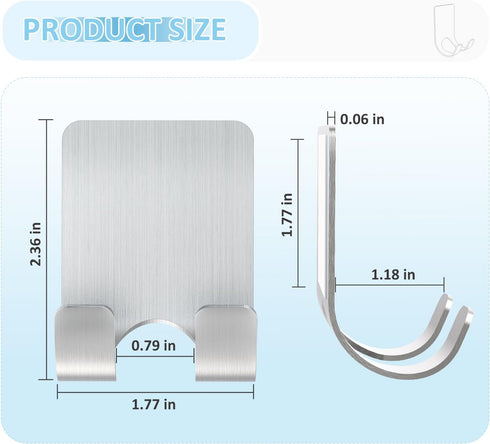 VIS'V Shower Wall Razor Holder, Metal Adhesive Razor Hooks for His and Hers, Waterproof, Silver, 2 Pcs...