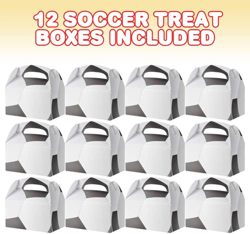 ArtCreativity Soccer Treat Boxes, Pack of 12 Soccer Goodie Bags, Sports Themed Birthday Party Favors, Team Gifts Snack Bag, Cardboard Gift Box Tre...