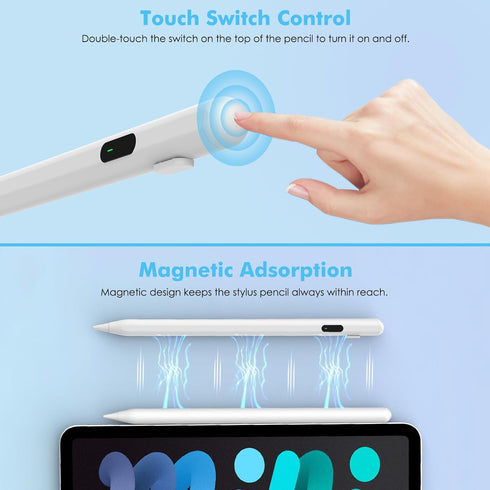 MoKo Stylus Pen for iPad 2018-2024, USB-C Pencil for Apple iPad with LED Power Display, iPad 10th Gen Pencil Compatible with iPad Pro 12.9/11", iP...