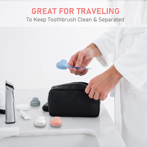 Toothbrush Covers Caps Family Pack:Tooth Brush Coveres Travel Case Protector Plastic Clip for Household Travel, Fits Electronic and Manual Toothbr...