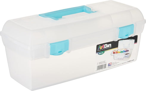 ArtBin 6937AG Essentials Lift-Out Tray Box, Portable Art & Craft Organizer with Handle and Tray, Clear/Aqua...