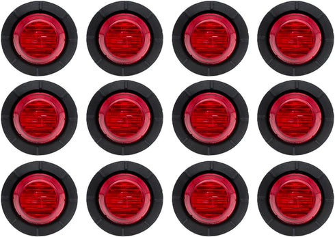 12 Pcs TMH 1-1/4 Inch Mount Red LENS & Red LED Clearance Markers, side marker lights, led marker lights, led side marker lights, led trailer marke...
