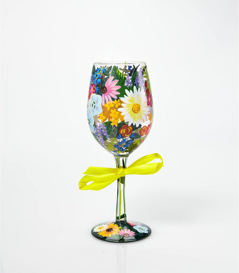 Enesco Designs by Lolita “Wildflowers” Hand-painted Artisan Wine Glass, 15 oz...