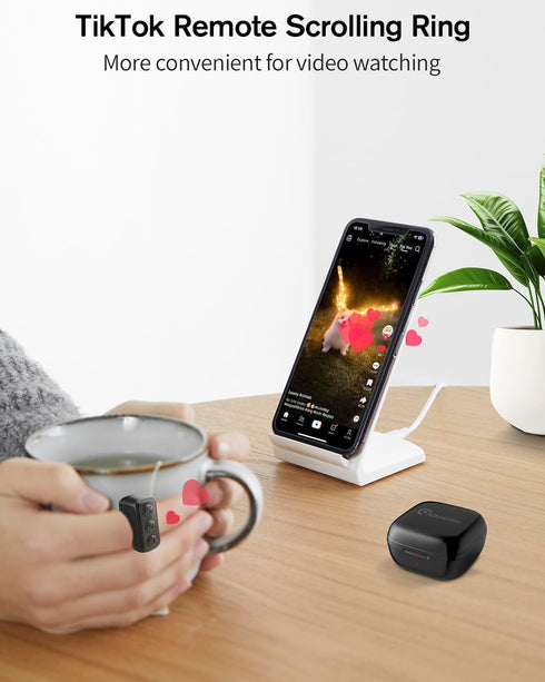Remote Control for TikTok, Bluetooth Scrolling Ring for TIK Tok, Page Turner for Kindle App, Wireless Camera Remote Shutter for iPhone iPad Androi...