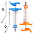 2 Pcs Goats Feed Water Distributor, Reusable, Drench Nozzle, Adjustable Dosage, for Goats, Sheep, Horse, Pig, Dog, Cattle, Cat Supplies (Blue+Oran...