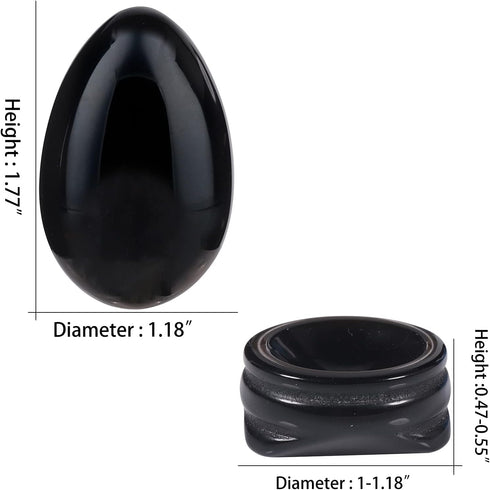 mookaitedecor Black Obsidian Crystal Egg Polished Gemstone Figurines with Stone Stand...