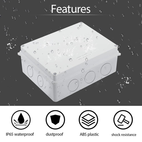 LeMotech Junction Box with Reserved Holes ABS Plastic Electrical Box IP65 Waterproof Dustproof Project Enclosure for Electronics White 7.9 x 6.1 x...