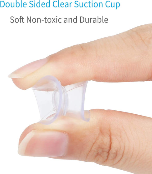 Pawfly 20 Pack Double Sided Suction Cups 0.8 Inch Clear PVC Plastic Sucker for Glass Table Mirror...