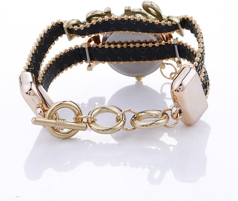 CdyBox Women Wholesale 6 pack Love Printed Bracelet Watches Set Lot Diamond Wrap Around Cuff Quartz Wrist Watch for Ladies Girls...