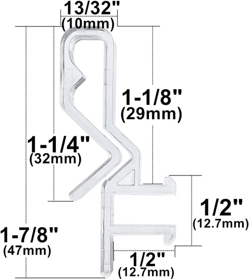 Hidden Channel Valance Clips 1-7/8inch 10pcs Clear Color for Faux and Real Wood Window Blinds Retainer Holder Clip for The Valance with a Groove i...