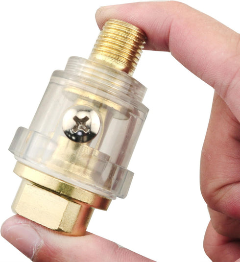 CHENJIN 2PCS Mini Automatic Grease Filler 1/4 NPT Air Compressor Oil Lubricator Iron Plated Copper Pneumatic Tools Internal Parts with Screws...