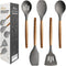 Kitchen Utensils Set, Silicone Cooking Utensils Set,Non-Stick Silicone Spatula Set with Natural Acacia Hard Wood Handle, 5 Piece, Upgraded Thicken...