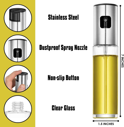 Kraftly Oil Sprayer for Cooking, Stainless Steel Olive Oil Sprayer & Portable for Use, Olive Oil Spray Bottle for Baking, Salad Making, Cooking, B...