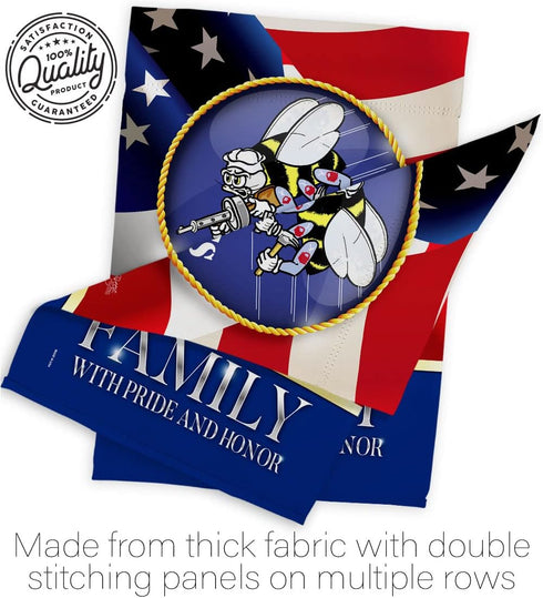 Breeze Decor US Family Honor Garden Flag Armed Forces Navy USN Seabee United State American Military Veteran Retire Official House Banner Small Ya...