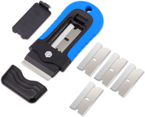 Gomake Locking Razor Blade Scraper with Safety Cap, Glass Cooktop Scraper with 10PCS Stainless Steel Blades for Glass Clean, Paint and Old Label,D...