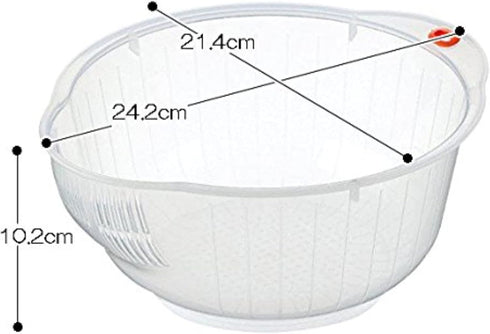 Plastic Japanese Rice Washing Bowl with Strainer, 2 quart...
