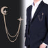 Moon Star Rhinestone Brooch with Gold Tassel Brooch for Unisex...