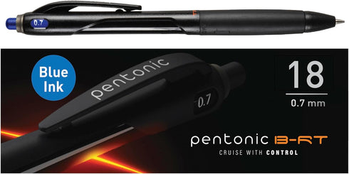 Pentonic BR-T Retractable Ballpoint Pens, 18 Count, Blue Ink, 0.7 mm Fine Point, Smooth Writing For Journaling, Office & School (PEN12125)...