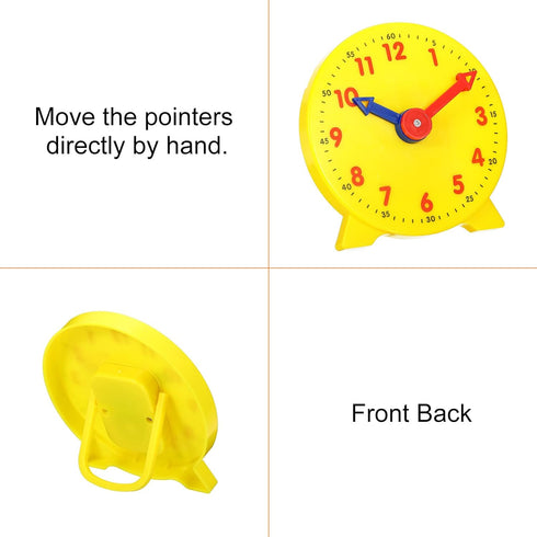 PATIKIL 4 inch Teaching Clock, 2 Pack Learn Clock Learning Tell Time Analog Clock Demonstration Clock 12 Hour 2 Pointers for Classroom Teacher, Ye...