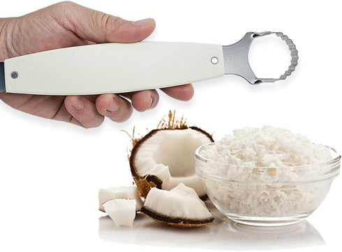 8¾" Long 2 Blades White Plastic Handle Coconut Grater - Vintage Traditional Thai Style Kitchen Tool Easy to Use Portable Stainless Steel Shredder ...