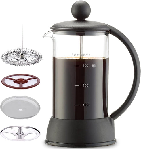 Easyworkz Eclipse French Press 12 oz Coffee Tea Maker with Borosilicate Glass...