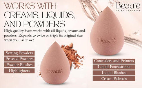 Beauté XL Pointed Egg Beauty Blender- 4x3" Mega Makeup Sponge for Streak-Free Blending, Contouring, Setting Makeup Foundations, Powders, Creams- M...
