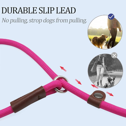 MayPaw Slip Lead Control Leash for Dogs No Pull, 13+ Colors Classic Dog Leash 7FT Pet Slip Leash, 1/4” Rope Leash for Small Medium Animals...
