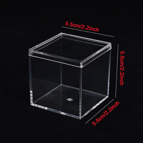 Acrylic Box with Lid, 4 Pack Small Square Acrylic Container 2.2x2.2x2.2Inch/55X55X55mm Plastic Square Cube Containers with Lid Storage Box for Can...
